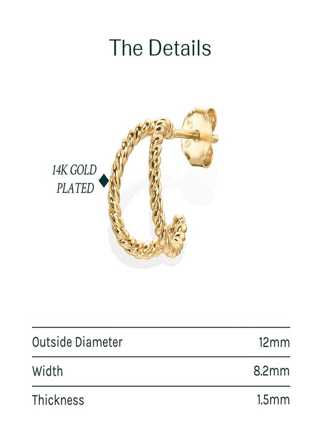 PAVOI 14K Gold Plated Split Huggie Hoop Earrings for Women - 925 Sterling Silver Posts Dainty Multi Hoop Huggie Earrings - Trendy Gold Jewelry, 12mm, Rose Gold, Cubic Zirconia - Image 3