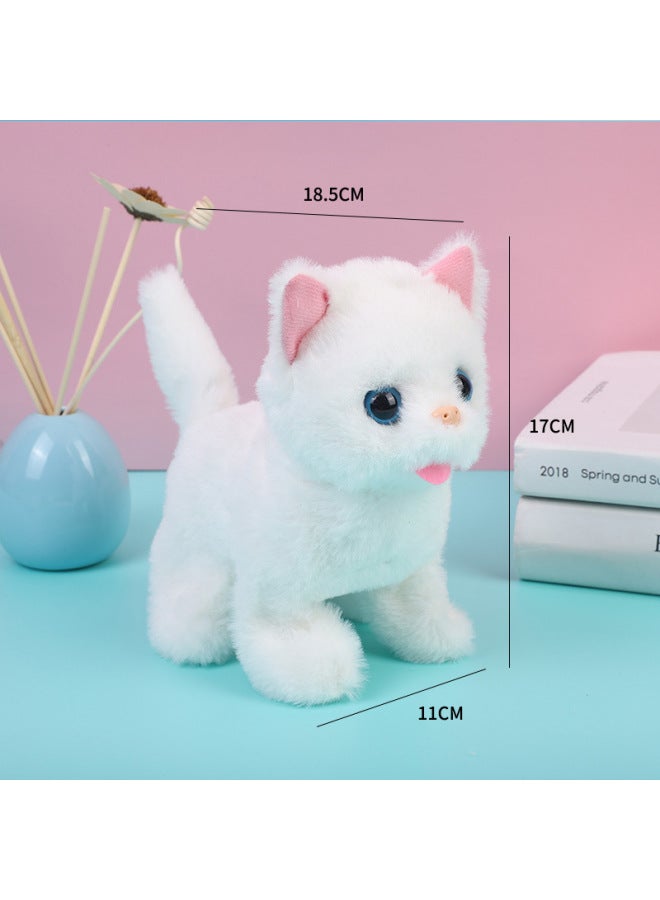 Electric Plush Kitten Toy Walking Talking Moving Machine Realistic Cat Pet Children's Gift Toy Fluffy Kitty Plaything-Specifications:Cats (White) Calling Vocals - Image 1