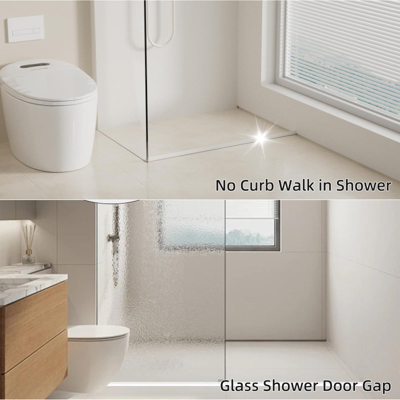 cuysfead 78 inch Shower Threshold Water Dam Barrier Water Stopper, Glass Shower Door Bottom Seal Strip, Silicone Rubber Kitchen Sink Splash Guard for Countertop, Bathtub, Bathroomï¼ˆWhiteï¼‰ - Image 5