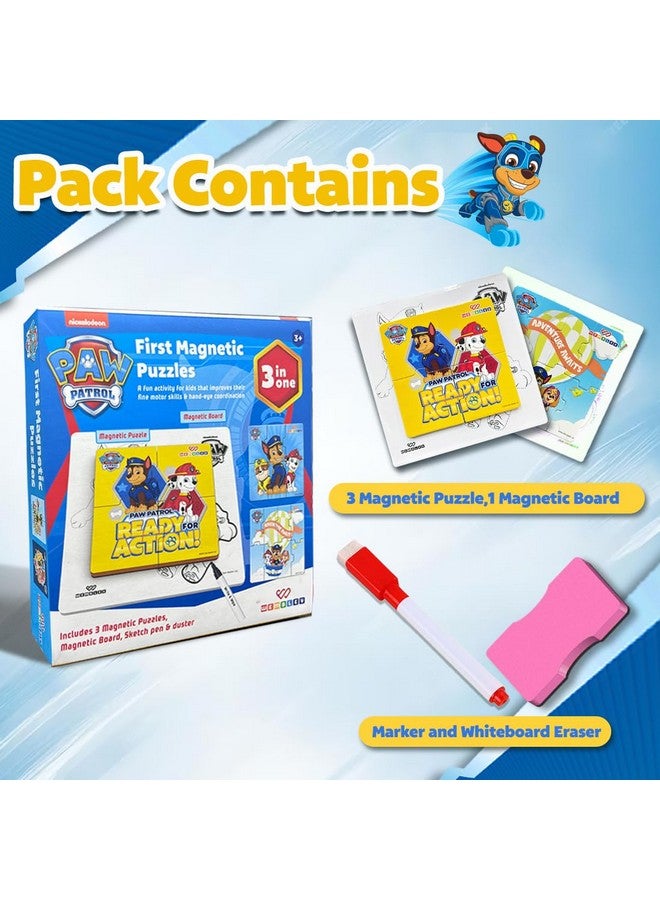 Wembley Paw Patrol - 3 in 1 Jigsaw Magnetic Puzzle for Kids 3+ Years Educational Fun Learning DIY Creative Activity Set Dot-to-Dot Sketching Includes 3 Puzzles, 1 Board, Marker Pen & Duster - Image 5