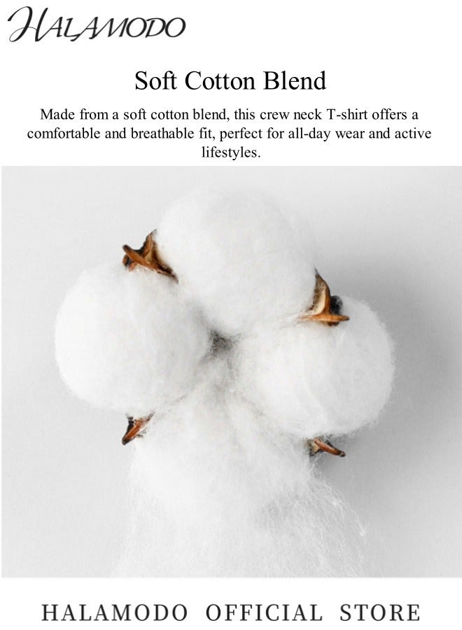 HALAMODO Unisex T-shirt Cotton Crew Neck Shirt Moisture Wicking Tee Athletic Running Gym Workout Tee Tops Short Sleeve Dry Fit Active Crew Neck T Shirt - Image 4