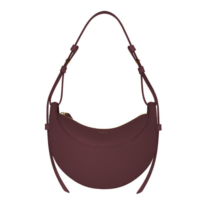 New Crescent Saddle Bag Fashion Leather Shoulder Bordeaux red lychee pattern