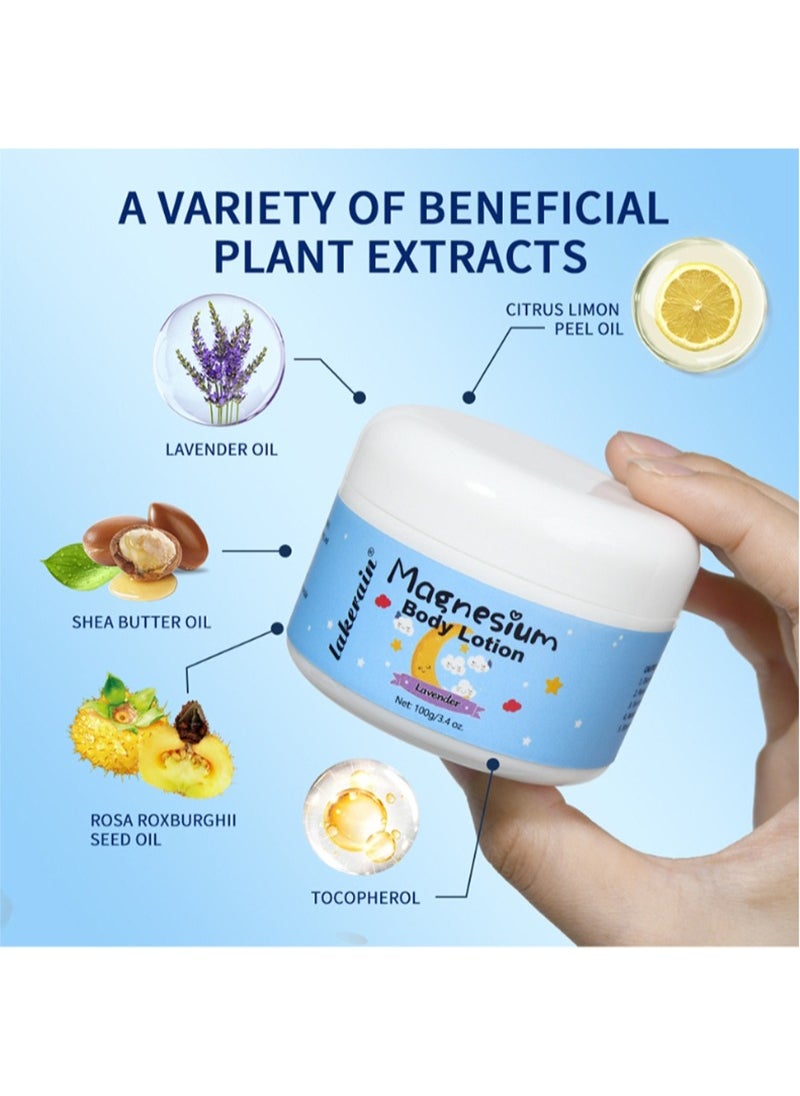 lakerain Magnesium Body Lotion-Nighttime Lavender Topical Magnesium Cream and Body Lotion 3.4oz - Support for Sleep, Bone, Heart and Muscle Health-Promotes Sleep and Soothing Relief for Sore Muscles, Leg Cramps  - Image 4