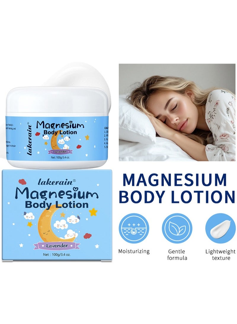 lakerain Magnesium Body Lotion-Nighttime Lavender Topical Magnesium Cream and Body Lotion 3.4oz - Support for Sleep, Bone, Heart and Muscle Health-Promotes Sleep and Soothing Relief for Sore Muscles, Leg Cramps  - Image 3