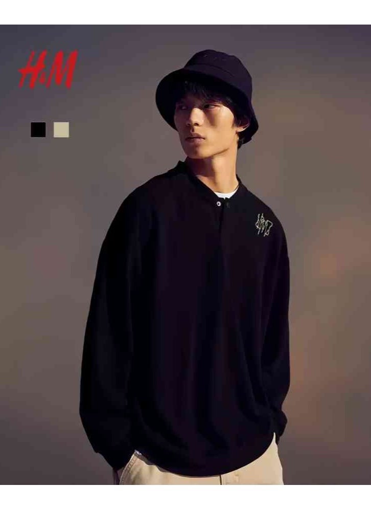 H and M - HM New Fashionable Casual Round Neck Loose American Long Sleeved Sweatshirt - Image 1
