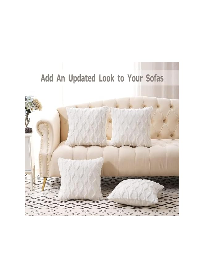 The Bros Faux Wool Throw Pillow Covers, 2 Pack Soft Cozy Plush Pillowcase Cushion Covers, Whit Decorative Pillow Covers, Fashion Pillow Shell for Sofa, Bedroom, Car, No Pillow Insert (45x45 cm) - Image 2