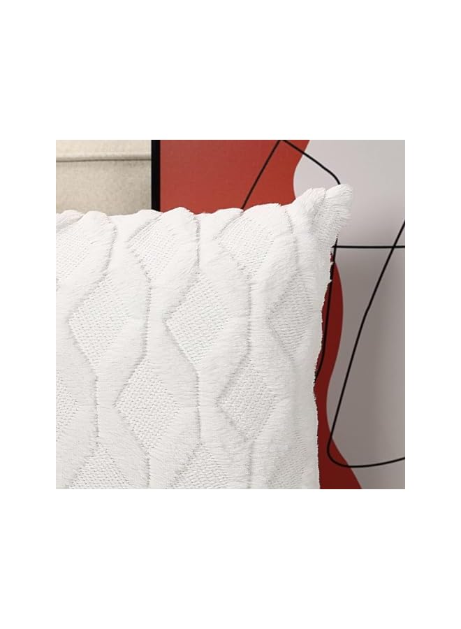 The Bros Faux Wool Throw Pillow Covers, 2 Pack Soft Cozy Plush Pillowcase Cushion Covers, Whit Decorative Pillow Covers, Fashion Pillow Shell for Sofa, Bedroom, Car, No Pillow Insert (45x45 cm) - Image 5