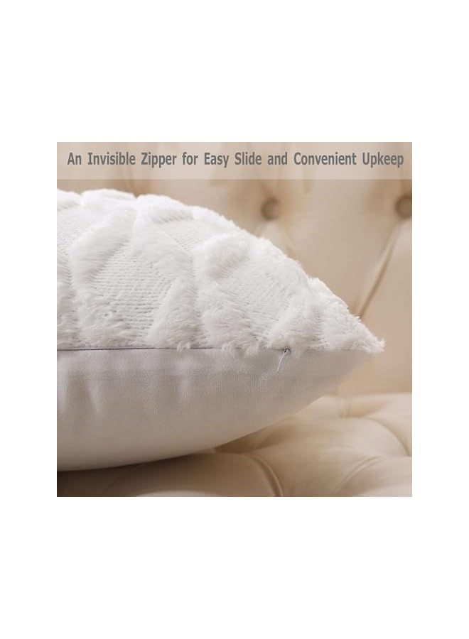 The Bros Faux Wool Throw Pillow Covers, 2 Pack Soft Cozy Plush Pillowcase Cushion Covers, Whit Decorative Pillow Covers, Fashion Pillow Shell for Sofa, Bedroom, Car, No Pillow Insert (45x45 cm) - Image 4
