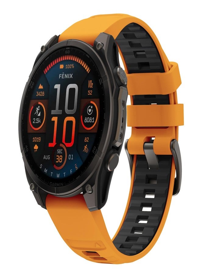 Abanen 22mm 26mm Dual Color Sport Silicone Watch Band for Garmin Fenix 8/ Instinct 3 / epix Pro, Soft Wrist strap with Matte Buckle for Fenix 7/6/5, Enduro, Quatix (Yellow-Black, 26mm) - Image 3
