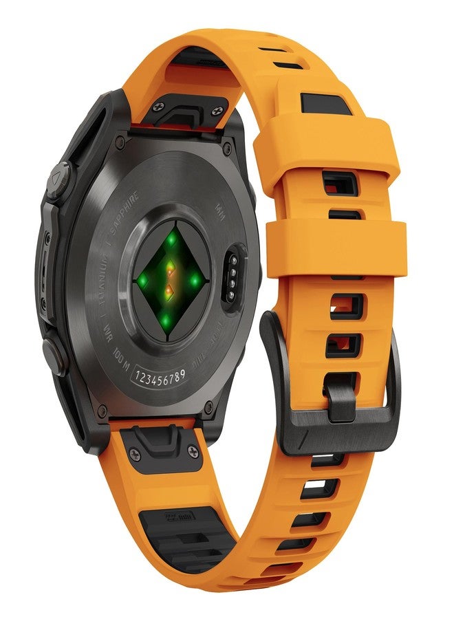 Abanen 22mm 26mm Dual Color Sport Silicone Watch Band for Garmin Fenix 8/ Instinct 3 / epix Pro, Soft Wrist strap with Matte Buckle for Fenix 7/6/5, Enduro, Quatix (Yellow-Black, 26mm) - Image 4