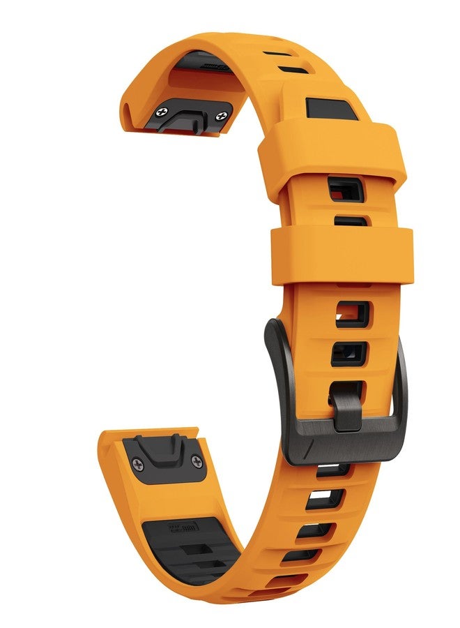Abanen 22mm 26mm Dual Color Sport Silicone Watch Band for Garmin Fenix 8/ Instinct 3 / epix Pro, Soft Wrist strap with Matte Buckle for Fenix 7/6/5, Enduro, Quatix (Yellow-Black, 26mm) - Image 1