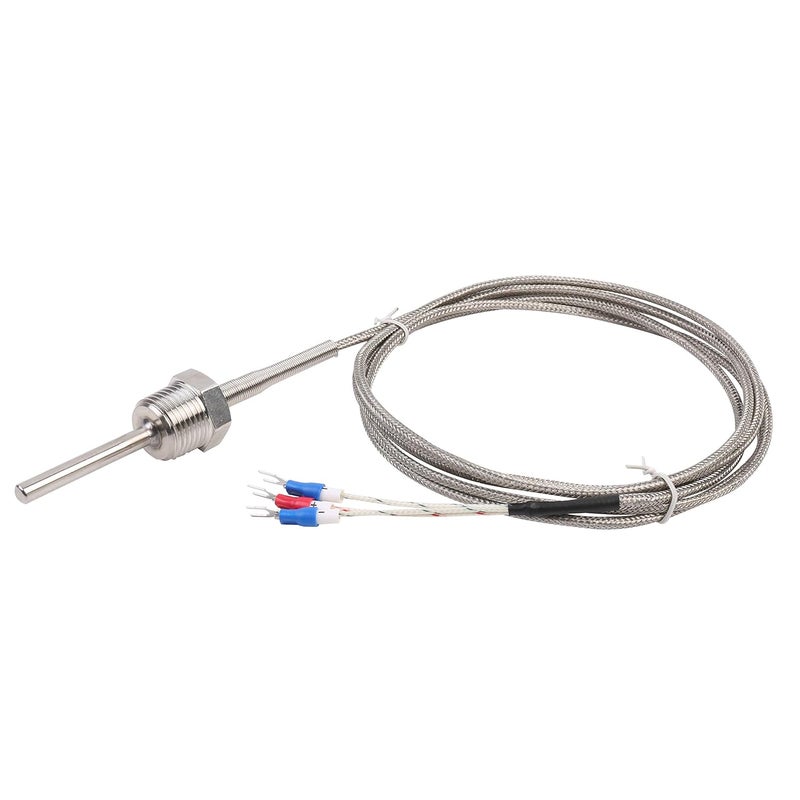 Jaybva Waterproof RTD PT100 Temperature Sensor - Thermistor Probe for PID Temperature Controller 3 Wire Stainless Steel NPT1/2" Pipe Thread with Insulation Lead Shield Wire -50~500℃ - Image 1