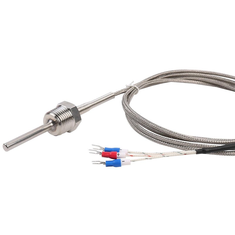 Jaybva Waterproof RTD PT100 Temperature Sensor - Thermistor Probe for PID Temperature Controller 3 Wire Stainless Steel NPT1/2" Pipe Thread with Insulation Lead Shield Wire -50~500℃ - Image 3