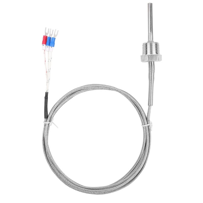 Jaybva Waterproof RTD PT100 Temperature Sensor - Thermistor Probe for PID Temperature Controller 3 Wire Stainless Steel NPT1/2" Pipe Thread with Insulation Lead Shield Wire -50~500℃ - Image 2