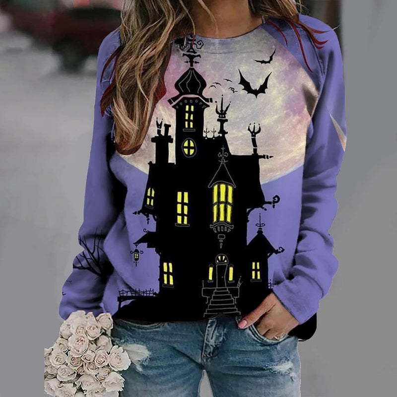 cheekyglo Women Halloween Crewneck Sweatshirts Graphic Print Tops Long Sleeve Shirts Girls Oversized Fall Winter - Image 2