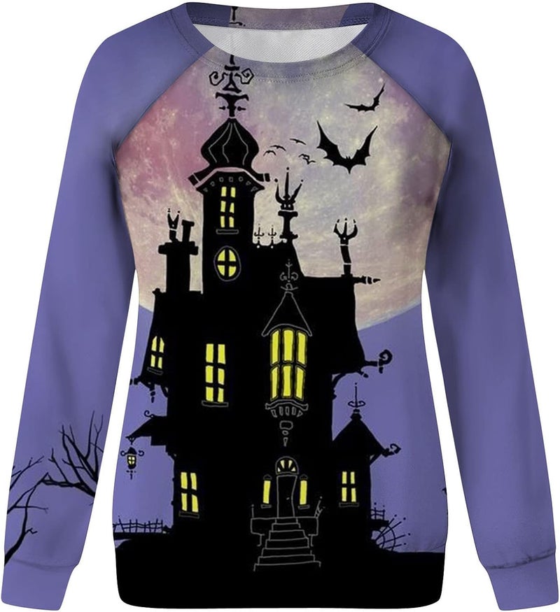 cheekyglo Women Halloween Crewneck Sweatshirts Graphic Print Tops Long Sleeve Shirts Girls Oversized Fall Winter - Image 3