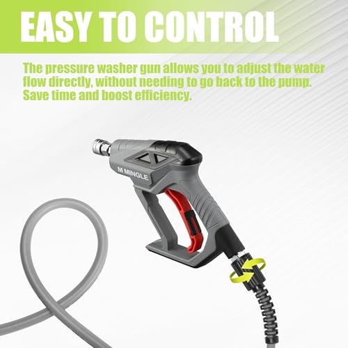 M MINGLE Sewer Jetter Kit for Pressure Washer 100 FT, Drain Cleaner Hose with Power Washer Gun, 1/4 Inch NPT Corner Rotating and Button Nose Sewer Jetting Nozzle, Orifice 4.0, 4.5 - Image 5