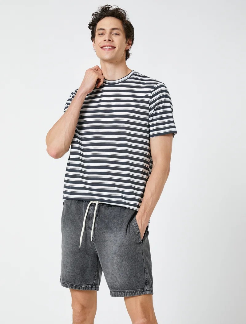 كوتون Denim Shorts Drawstring Pocket Detailed Cotton