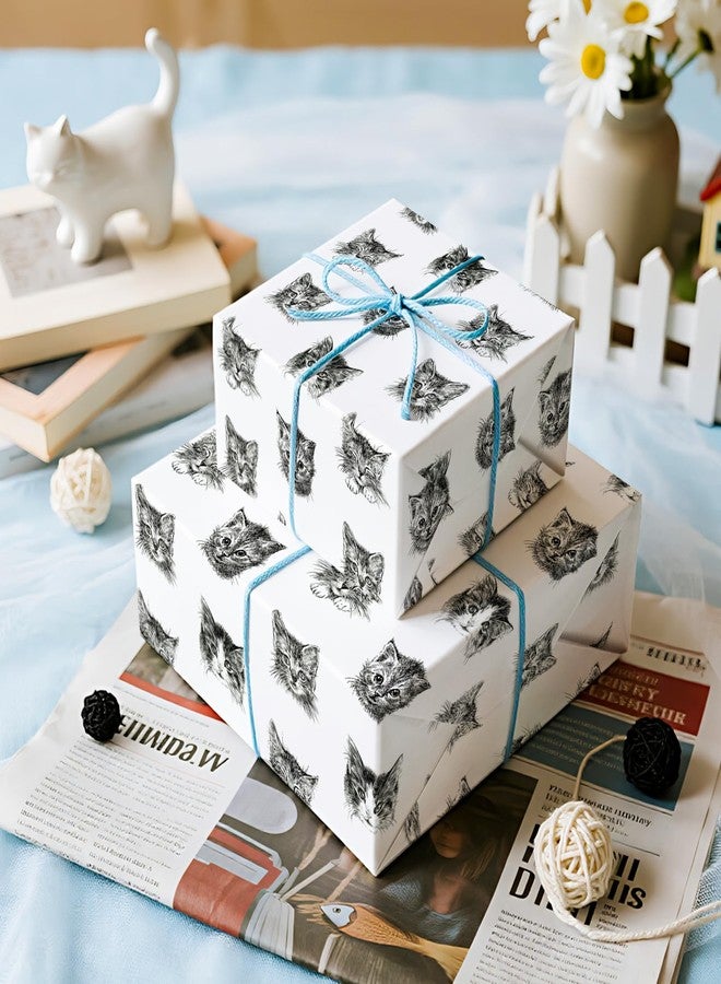 WRAPAHOLIC Kitty Cat Wrapping Paper - Mini Roll - 17 Inch x 16.5 Feet - Black and White Cat Wrapping Paper Perfect for Birthdat, Baby Shower, Pet Lover - Image 5