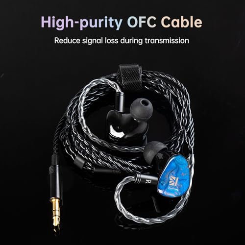 keephifi سماعات أذن KBEAR KB02 الملونة بغطاء من الراتنج، سماعات أذن سلكية بتقنية توصيل العظام، سماعات IEM عالية الدقة مع كابل 2Pin 4N OFC وقابس 3.5mm للمغنين والموسيقيين، زرقاء - Image 5