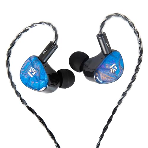 keephifi سماعات أذن KBEAR KB02 الملونة بغطاء من الراتنج، سماعات أذن سلكية بتقنية توصيل العظام، سماعات IEM عالية الدقة مع كابل 2Pin 4N OFC وقابس 3.5mm للمغنين والموسيقيين، زرقاء - Image 1