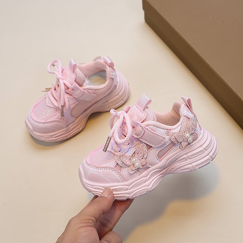 Girls' Mesh Butterfly Sneaker New Thick Sole Torre Shoes Children'S Breathable Lightweight Soft Sole Toddler Shoes - Image 3