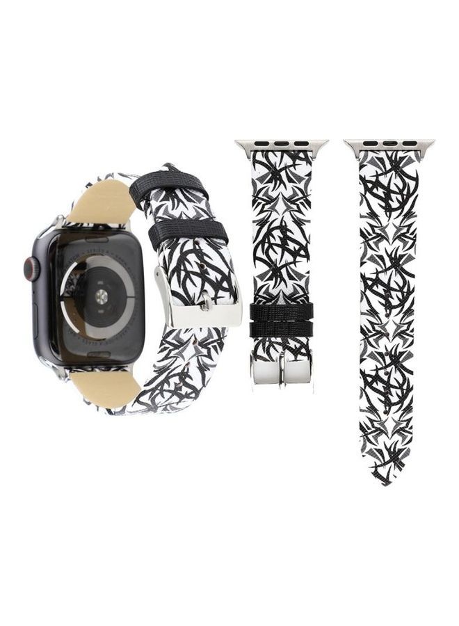 NIBEMINENT Replacement Strap For Apple Watch Series Black/White - Image 1