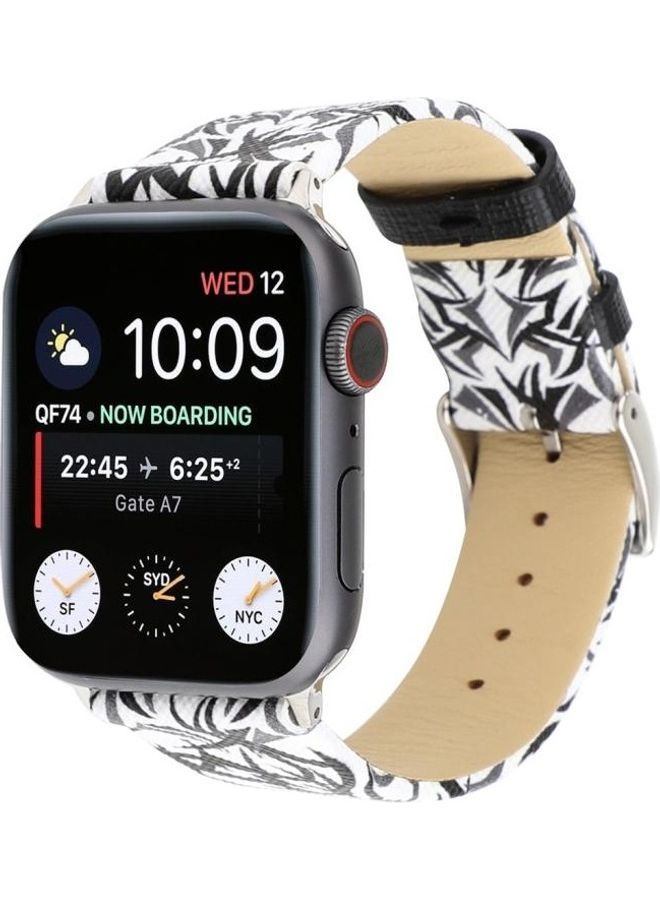 NIBEMINENT Replacement Strap For Apple Watch Series Black/White - Image 2