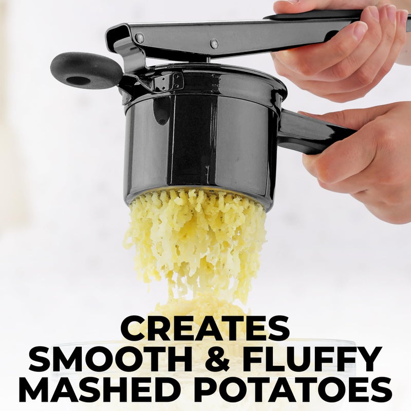 Zulay Kitchen Premium Large 15oz Potato Ricer, Heavy Duty Professional Stainless Steel Potato Masher and Ricer Kitchen Tool, Press and Mash Kitchen Gadget - Metallic Black - Image 3