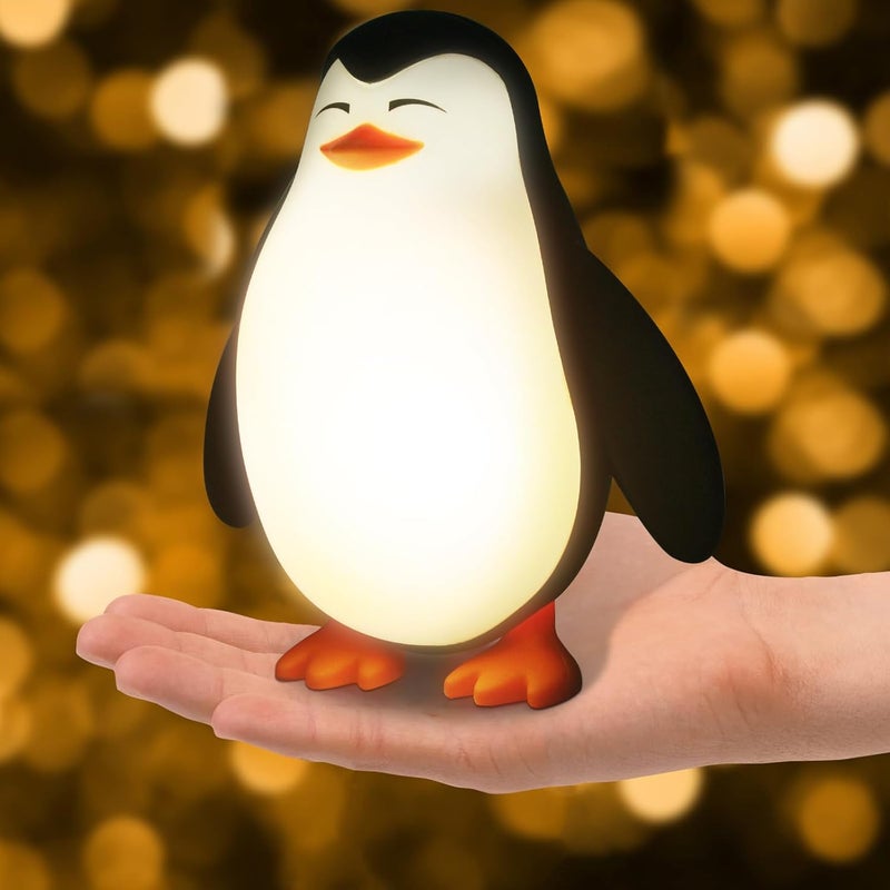Tcamp Cute Penguin Night Light for Kids 3 Level Dimmable Nursery Nightlight Lamp Cute Silicone Squishy Lighted Penguin Tap Light Rechargeable Bedside Touch Lamp for Toddler Baby - Image 1