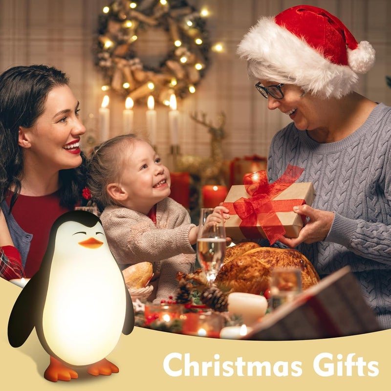 Tcamp Cute Penguin Night Light for Kids 3 Level Dimmable Nursery Nightlight Lamp Cute Silicone Squishy Lighted Penguin Tap Light Rechargeable Bedside Touch Lamp for Toddler Baby - Image 5