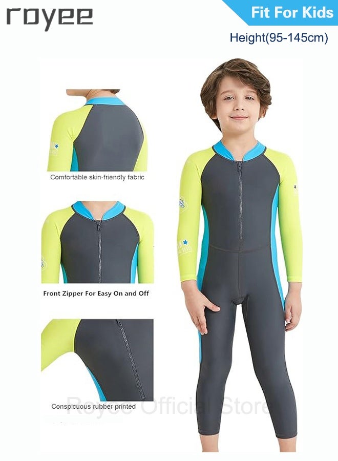 Royee Summer New Children's long sleeved one-piece swimsuit, Outdoor Quick Drying Sun Protection Swimsuit, Small and Medium-sized Children's Jellyfish Suit, Suitable for Boys and Girls Aged 3-12 - Image 4