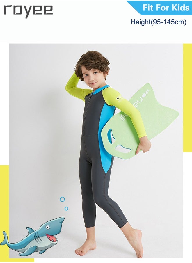 Royee Summer New Children's long sleeved one-piece swimsuit, Outdoor Quick Drying Sun Protection Swimsuit, Small and Medium-sized Children's Jellyfish Suit, Suitable for Boys and Girls Aged 3-12  - Image 2