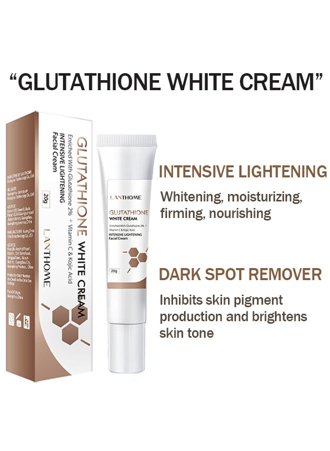 Lanthome Glutathione White Cream -Eniched with Glutathione 2%  Face Cream Whitening Moisturizing Facial Cream Face Moisturizer Facial Skin Care Cream Intensive Lightening Facial Cream 20g - Image 5