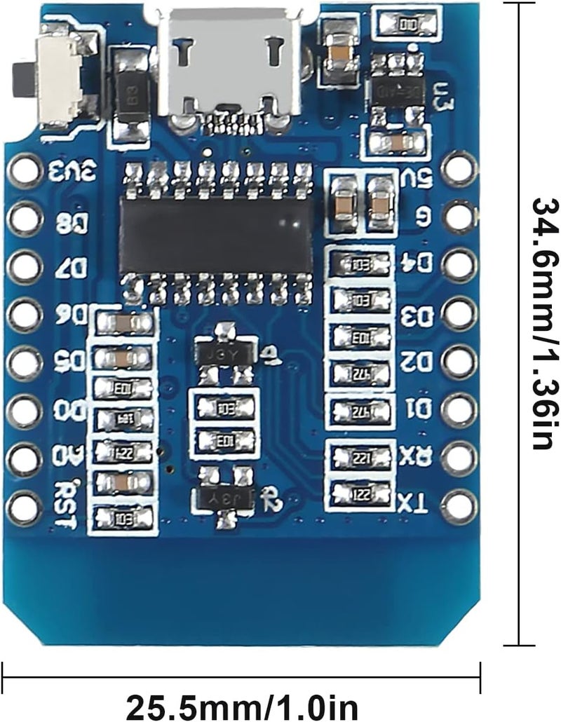 AITIAO 4Pcs ESP8266 ESP-12 ESP-12F NodeMcu Mini D1 Module for WeMos Lua 4M Bytes WLAN WiFi Internet Development Board Base on ESP8266 ESP-12F Compatible with WeMos D1 Mini - Image 3