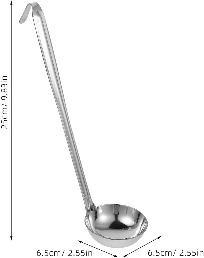 PATKAW Stainless Steel Soup Ladle with Hook, 50ml Hot Pot Ladle Long Handle Cooking Spoon for Home Kitchen and Catering Use - Image 2