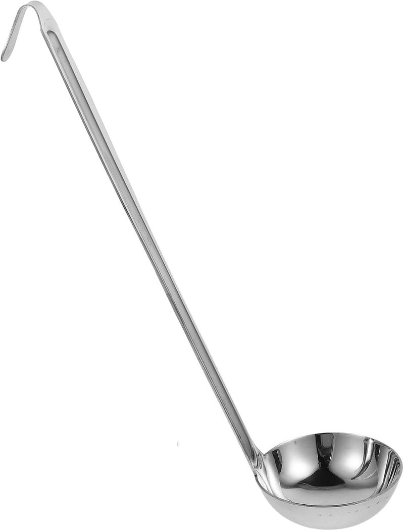 PATKAW Stainless Steel Soup Ladle with Hook, 50ml Hot Pot Ladle Long Handle Cooking Spoon for Home Kitchen and Catering Use - Image 1