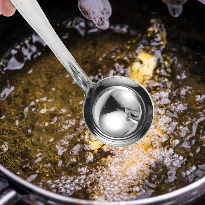 PATKAW Stainless Steel Soup Ladle with Hook, 50ml Hot Pot Ladle Long Handle Cooking Spoon for Home Kitchen and Catering Use - Image 5