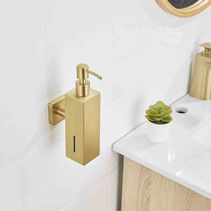 Soap Dispenser Stainless Steel Wall Mounted Soap Dispenser Bathroom Squeeze & Punch Single Lotion Bottle Black/Silver/Gold(Silver) - Image 2