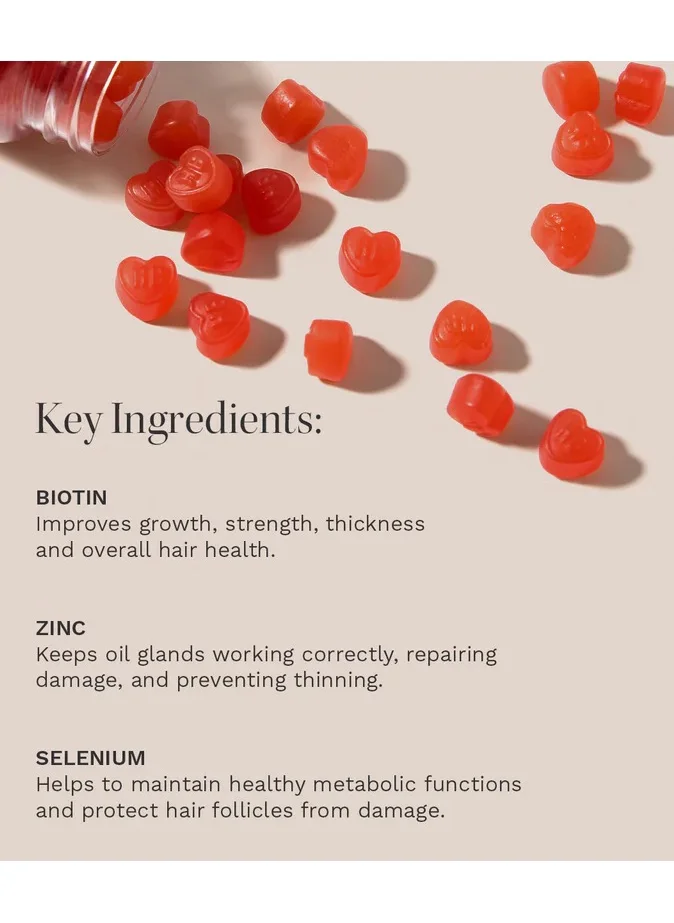 هيربرست Chewable Hair Vitamins - Hair Growth Supplements For Both Men And Women - With Biotin - Reduces Breakage, Promotes Longer, Stronger, Healthier, Thicker Hair - 60 Gummies - 30 Day Supply