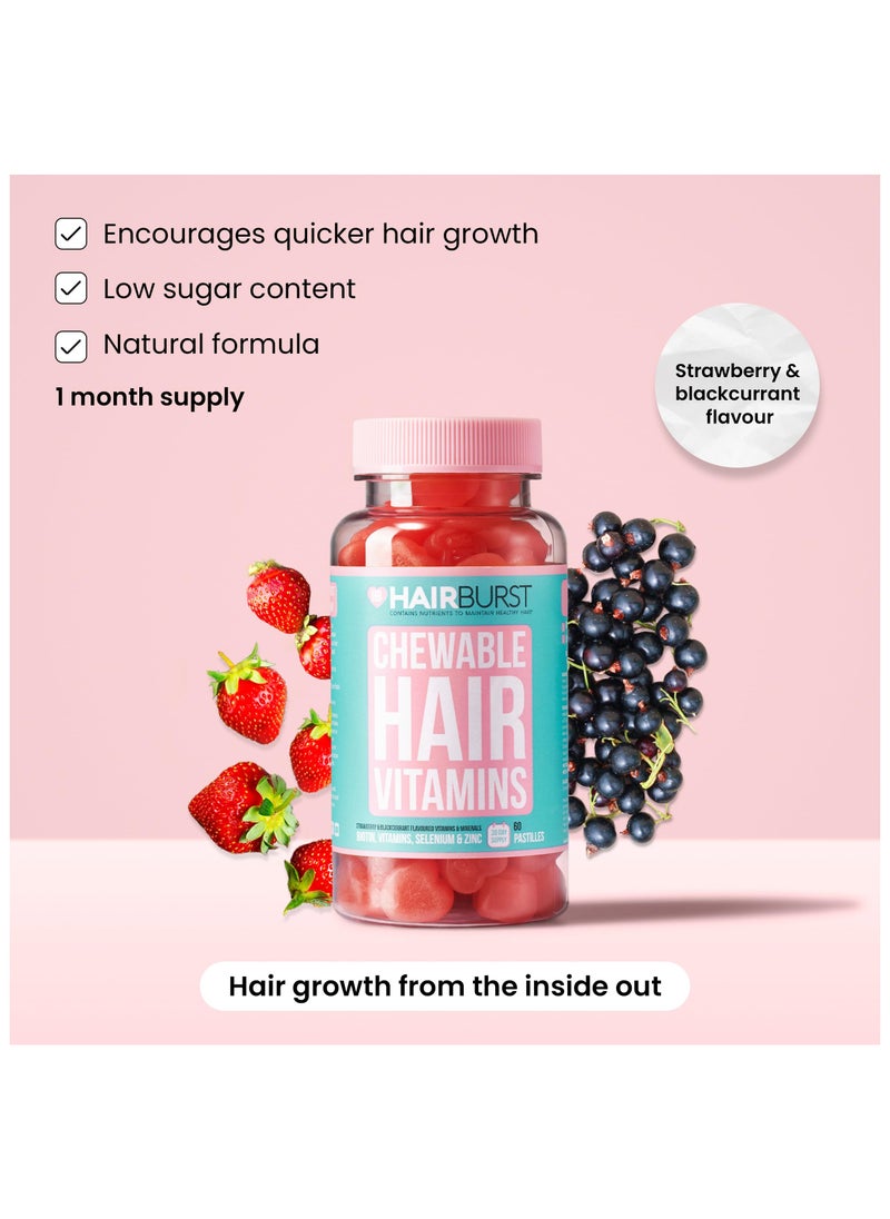 HAIR BURST - Chewable Hair Vitamins - Hair Growth Supplements For Both Men And Women - With Biotin - Anti Hair Loss - For Longer, Stronger, Thicker Looking Hair - 60 Gummies - 30 Day Supply - Image 1