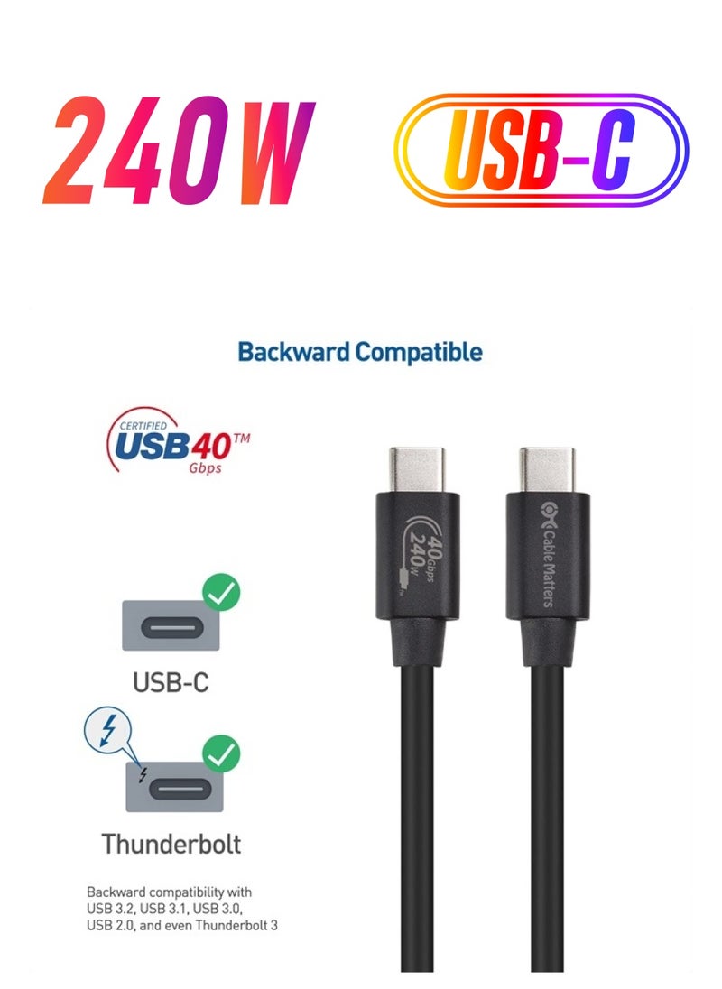 Cable Matters - [USB-IF Certified] 40Gbps USB 4 Cable 3.3 ft with 8K Video & 240W Charging, USB4 Cable/USB C Display Cable with PD 3.1 Compatible with Thunderbolt 4, MacBook, XPS, Surface Pro - Image 1