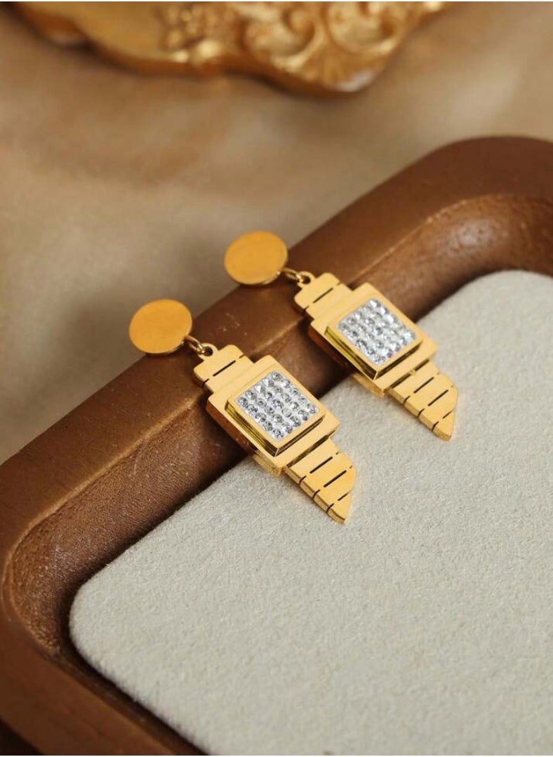 NEW STYLE - Elegant Stainless Steel Gold Plated Earrings For Women - Image 1