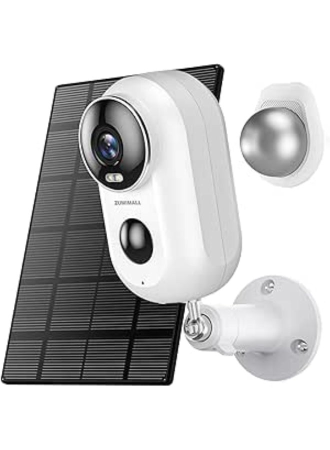 ZUMIMALL 2K Solar Camera Security Outdoor, Solar Powered Battery Operated Wireless FHD Outside Surveillance Camera for Home Security, Night Vision, PIR Motion Detection, IP66 Waterproof, 2.4G WiFi - Image 1