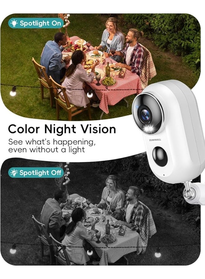 ZUMIMALL 2K Solar Camera Security Outdoor, Solar Powered Battery Operated Wireless FHD Outside Surveillance Camera for Home Security, Night Vision, PIR Motion Detection, IP66 Waterproof, 2.4G WiFi - Image 3