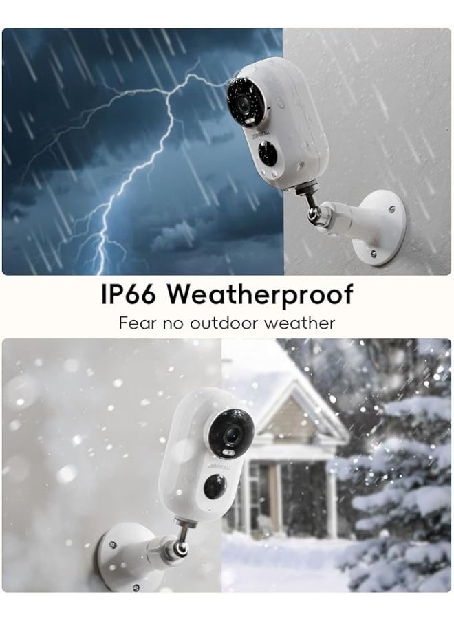 ZUMIMALL 2K Solar Camera Security Outdoor, Solar Powered Battery Operated Wireless FHD Outside Surveillance Camera for Home Security, Night Vision, PIR Motion Detection, IP66 Waterproof, 2.4G WiFi - Image 2