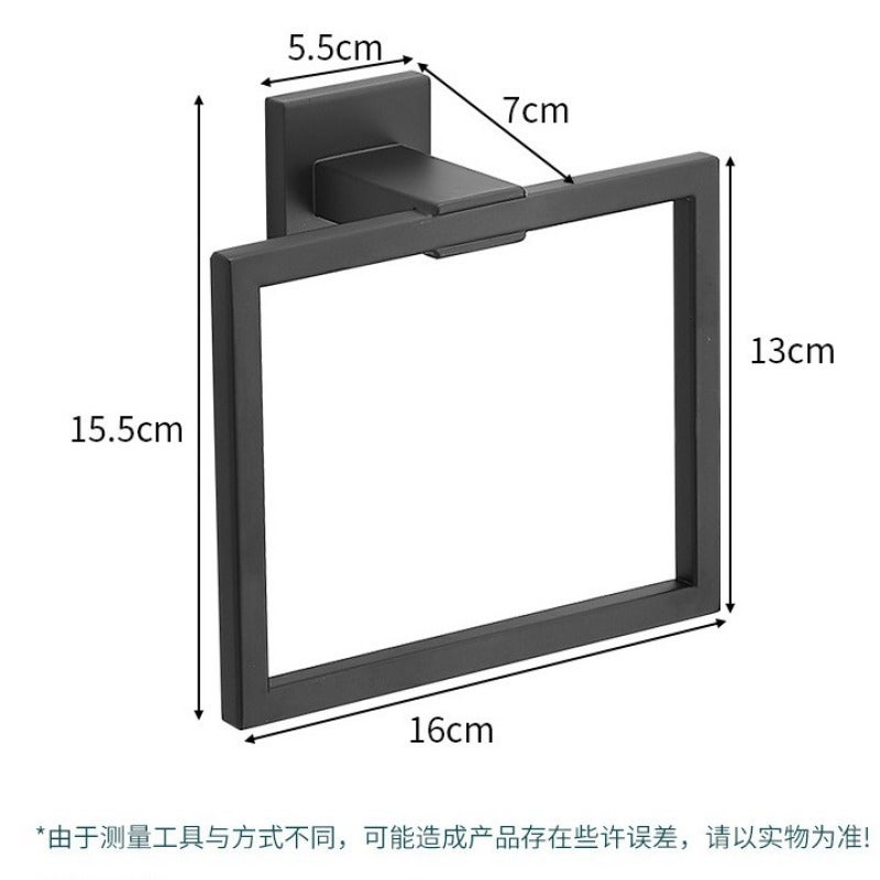 Stainless steel toilet non-punching towel ring, toilet towel rack, bathroom wall-mounted storage bath towel, black - Image 5