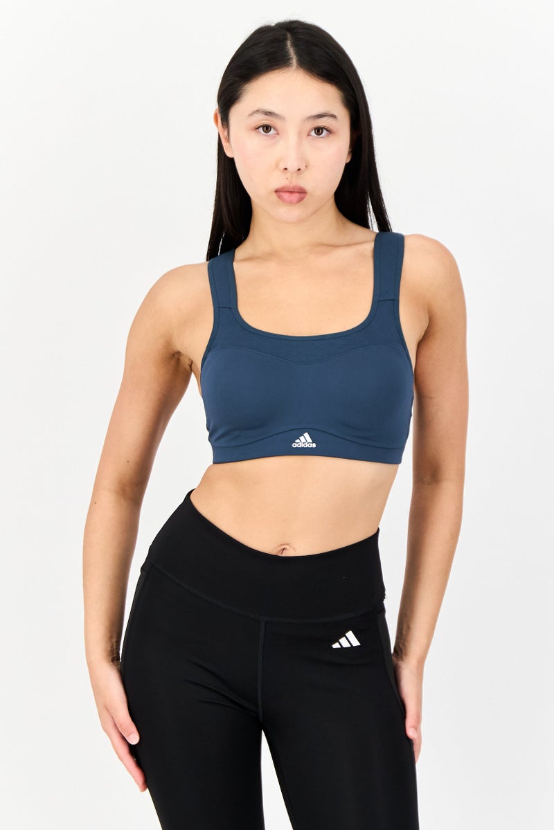 Adidas Women Brand Logo Padded Sports Bra, Teal Green - Image 1