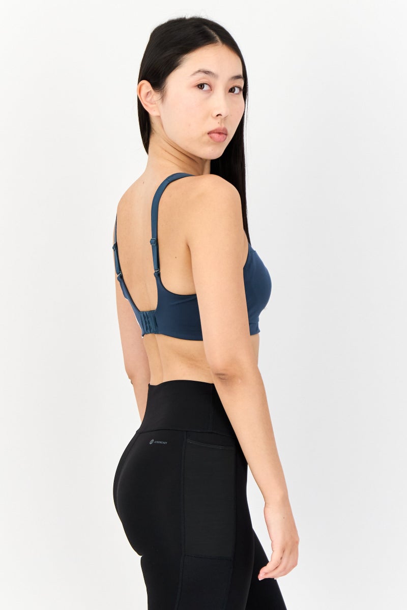 Adidas Women Brand Logo Padded Sports Bra, Teal Green - Image 3