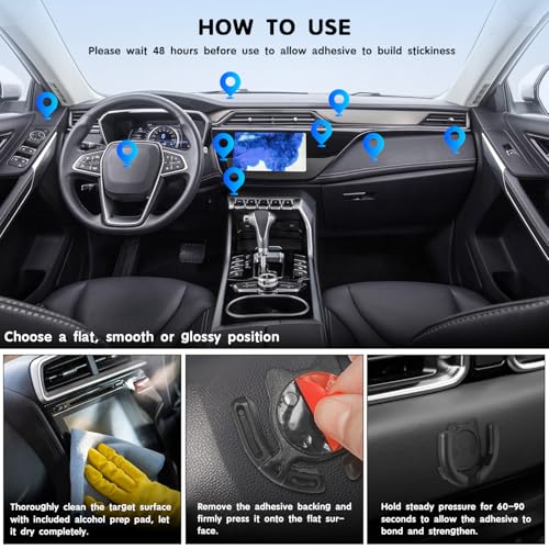 HOMEFOX Multi-Surface Holder Car Mount 3 Pack Compatible for Popsocket Grip Holder for Pop Socket Mount Device Support Accessory Home Office Desk Wall Mount Cute Cat Strong Adhesive Sticky Pad (Black) - Image 5